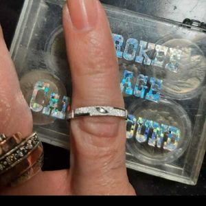 10k white gold diamond cut vintage ring